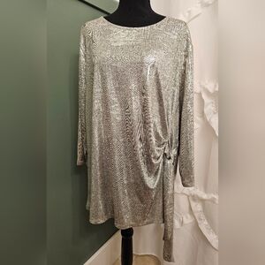 Lane Bryant Silver Long Sleeve Tunic with Side Tie 20